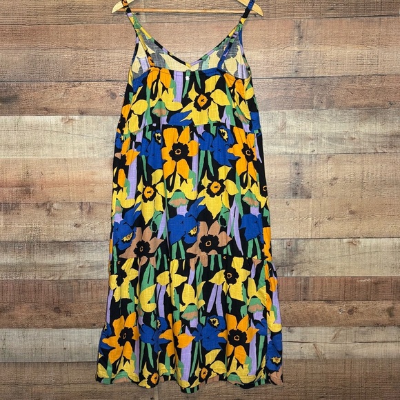 🌻 Roxy Waiting Line Floral Printed Tiered MIDI Dress size Medium Sundress - Picture 4 of 12